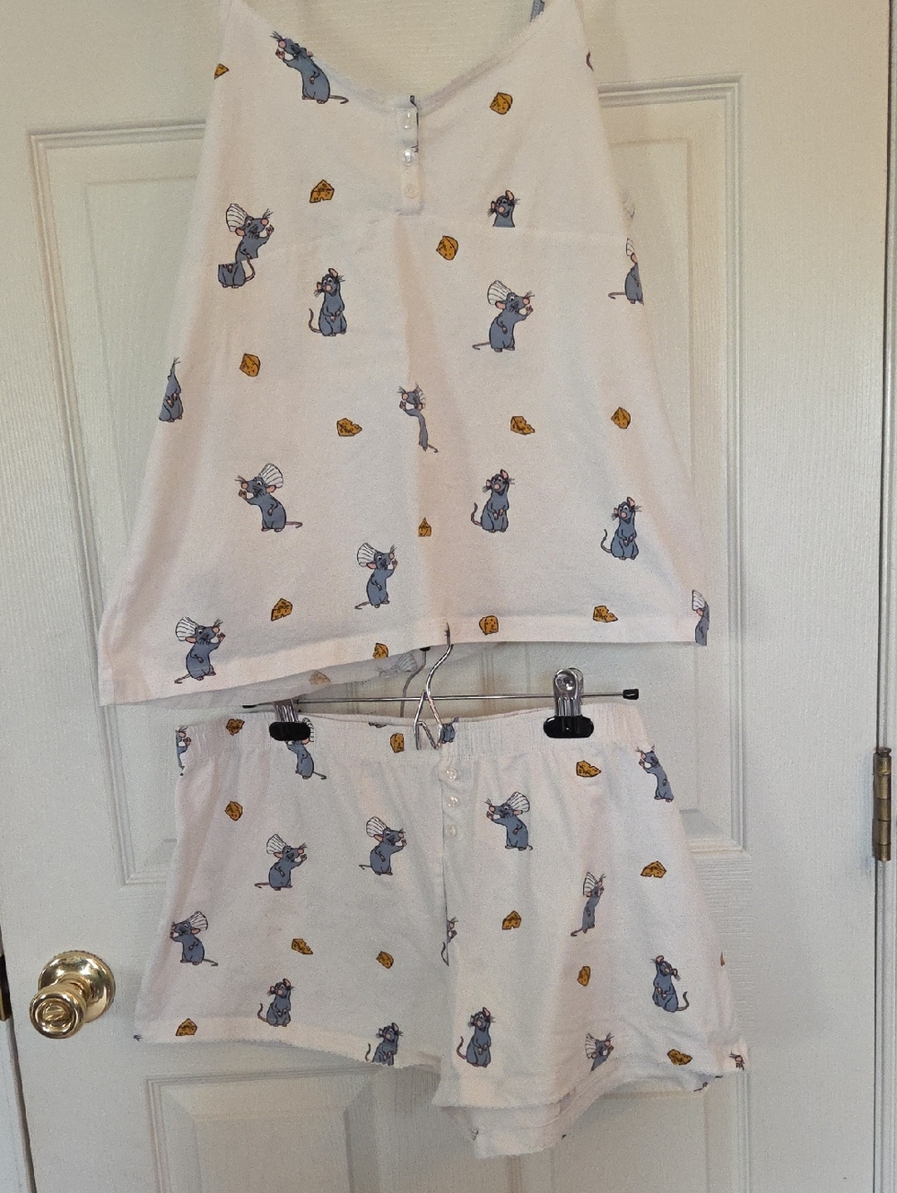 Disneys Ratatouille Pajama Set with Blue Mouse and Yellow Cheese Print - XL